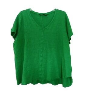 Tahari Tunic Top Womens Plus Size 3X Green Linen Relaxed Beach Lightweight